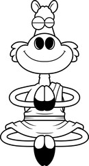 Meditating Cartoon Llama Monk