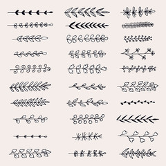 big set of hand-drawn branches