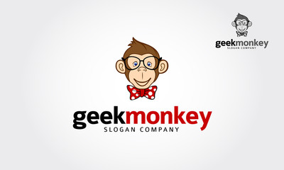 Geek monkey character illustration logo icon vectorGeek Monkey Logo Cartoon Character. Geek monkey vector illustration. 