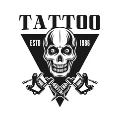 Tattoo studio vector emblem with skull
