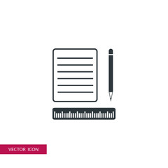 paper ruler and pencil vector icon