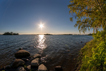 Große Stein an der Küste von Kalmar, Schweden, Wunderschöner Sonnenuntergang © DZiegler