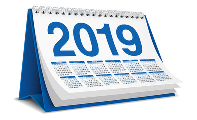 Calendar Desktop 2019 in blue - 217752786