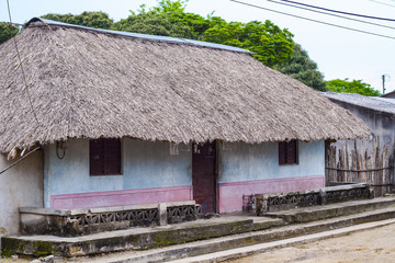 Fototapeta na wymiar Casa de palma en un pueblo de la costa caribe de colombia