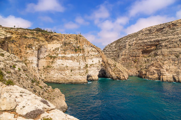 Fototapeta na wymiar Wied Iz-Zurrieq, Malta. Picturesque coastal rocks