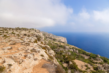 Fototapeta na wymiar Dingli, Malta. Coastal rocks in the west of the island