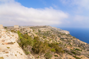 Fototapeta na wymiar Dingli, Malta. Rocky seashore
