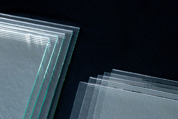 Sheets of Factory manufacturing tempered clear float glass panels cut to size
