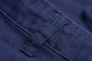 Naklejka premium Blue fabric material texture macro blur background