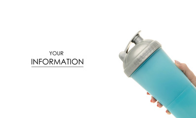 Blue sport shaker in hand pattern on white background isolation