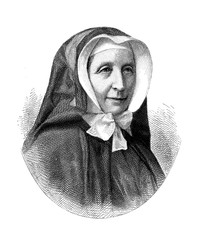Vintage portrait of Pauline von Mallinckrodt (1817-1881), German religious and aristocratic, foundress of the Sisters of Christian Charity - obrazy, fototapety, plakaty