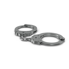 Standard Chain Handcuffs Black Metal on white. 3D illustration