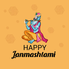 Beautiful abstract, banner or poster for Happy Janmashtami.
