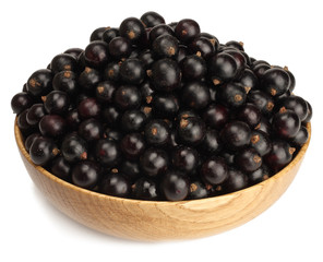 Black currant in a Cup isolated on white background