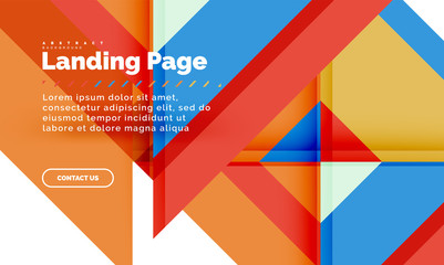 Square shape geometric abstract background, landing page web design template