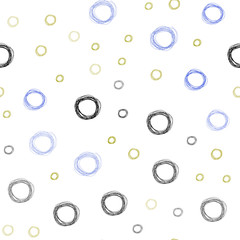 Light Blue, Yellow vector seamless texture with disks.