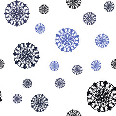 Dark BLUE vector seamless layout with bright snowflakes.