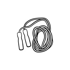 Jumping rope hand drawn outline doodle icon. Skipping activity, cardio exercise, gym equipment concept. Vector sketch illustration for print, web, mobile and infographics on white background.