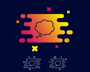 Obraz premium Comic Speech bubble line icon. Chat sign. Communication or Comment symbol. Gradient banner with line icon. Abstract shape. Vector