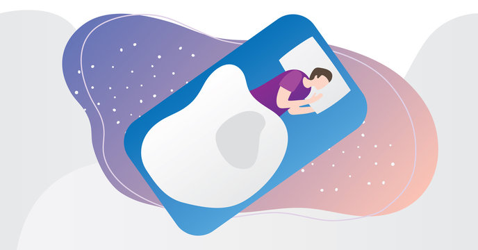 Bed wetting disorder concept, nocturnal enuresis urine control problem, modern vector illustration with person sleeping in bed. Human health and quality of life.