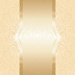 Wedding pale background ornate decorative  design with gold copy space