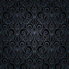 Black ornate  Floral decorative vintage Background trendy fashion wallpaper repeatable design