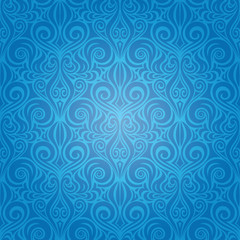 Obraz premium Blue Decorative Vintage Wallpaper Background ornate repeatable design
