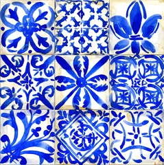 Gordijnen keramische tegels ontwerp illustratie. aquarel geometrische naadloze patroon. abstracte vintage achtergrond © Елена Фаенкова
