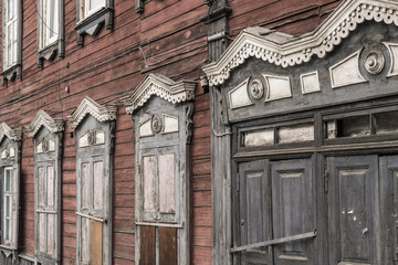 Wooden houses in Irkutsk, Siberia