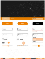 Light Orange vector ui ux kit in triangular style with circles.