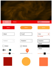 Light Red, Yellow vector Material Design Kit with stars.