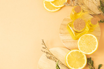 oil water lemon fruit extract for beauty cosmetic and spa concept