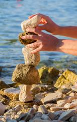 Stones Stacked on the sea