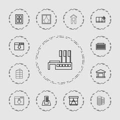 Collection of 13 window outline icons
