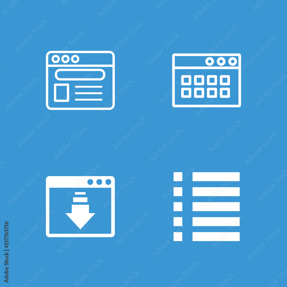 Poster collection of 4 browser filled and outline icons