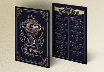 Vintage Menu Layout with Ornaments