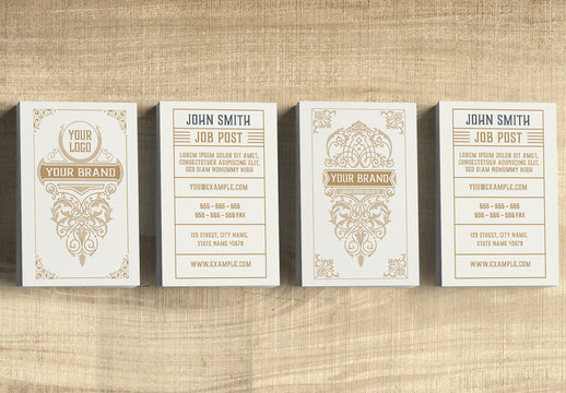 Vintage Business Card Layout with Ornaments