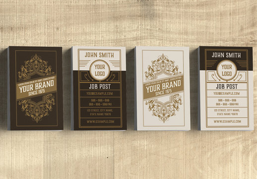 Vintage Business Card Layout with Ornaments