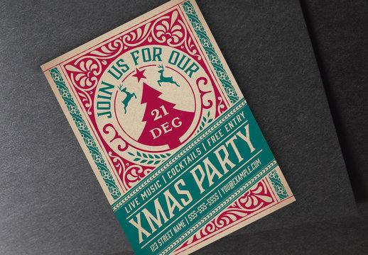 Vintage Christmas Party Flyer Layout