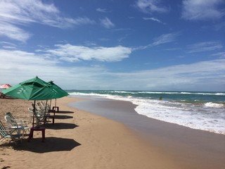  Beautiful view of Cupe beach with blue sea in Porto de Galinhas, Pernambuco, Brazil