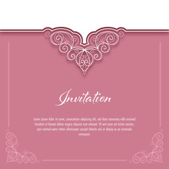 Vintage background with lace border for greeting card or wedding invitation. Vector Illustration