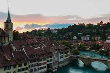 Fototapeta na wymiar Bern Altstadt bei Sonnenutergang