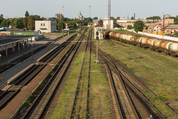 Fototapeta premium Cargo train. Railway station.