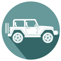 Fototapeta premium Suv for safari and extreme travel flat design icon vector eps 10