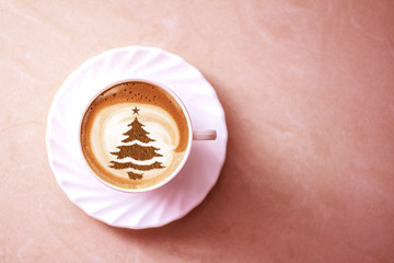 coffee cup with christmas tree