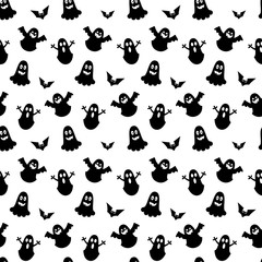 seamless vector pattern for a holiday of halloween with pumpkins and characters