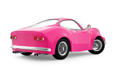 retro sport car cartoon 3d pink back
