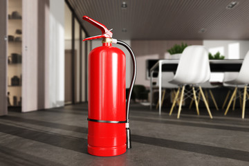 Fire extinguisher in luxury modern room or apartment.