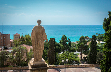 Statue of Augustus Caesar contemplating the mediterranean sea