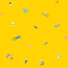Summer beach tropical party icons seamless travel pattern